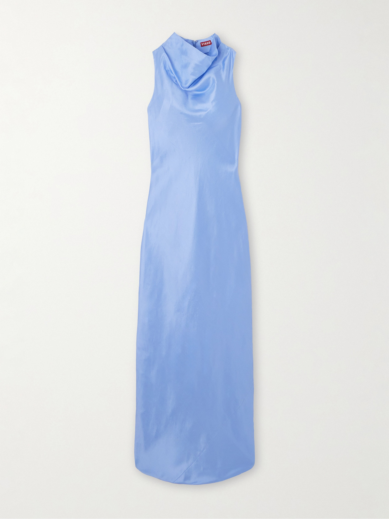 Shop Staud Rochelle Silk-satin Gown In Blue