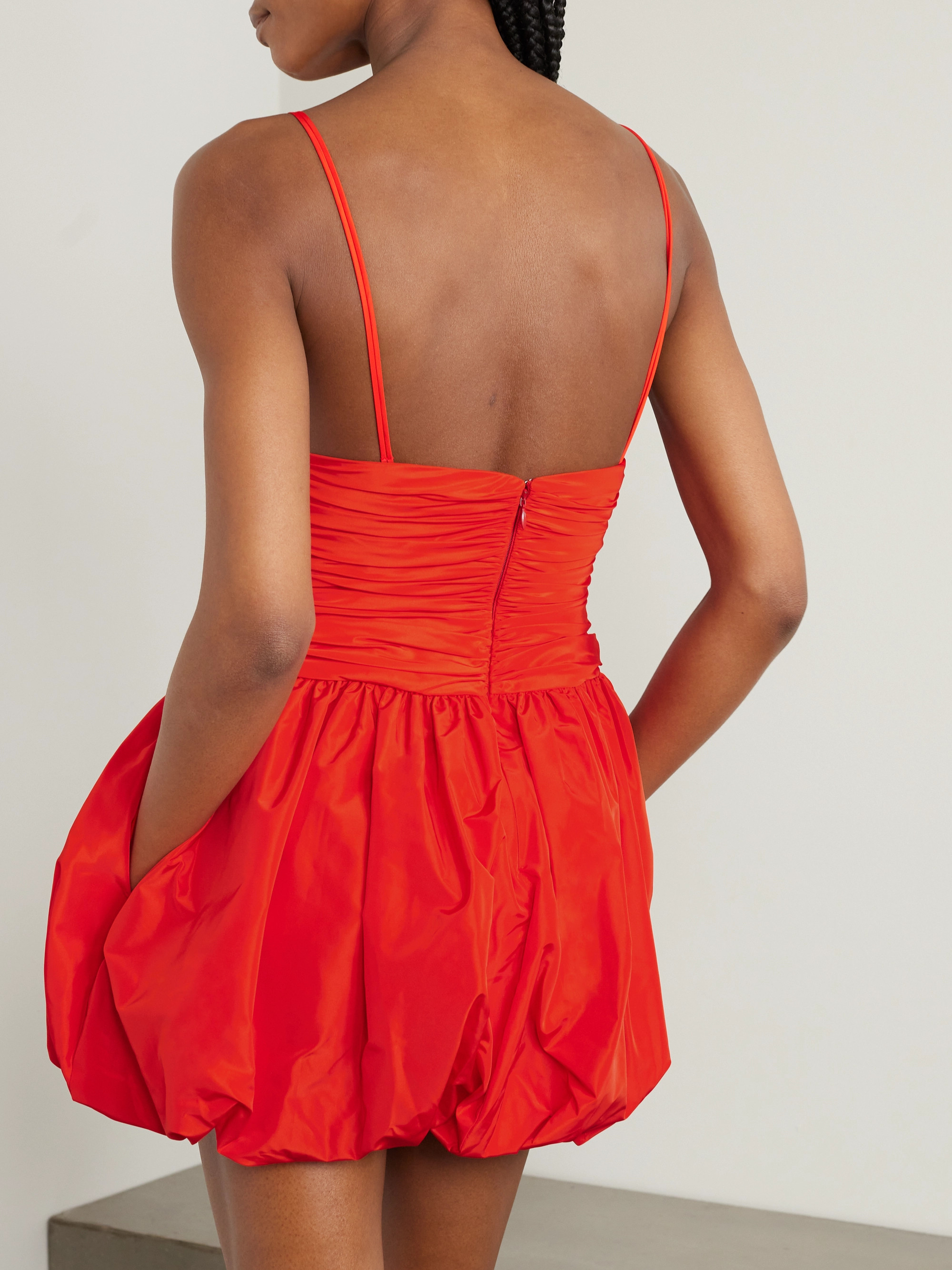 Staud Loren ruched taffeta mini dress thumbnail