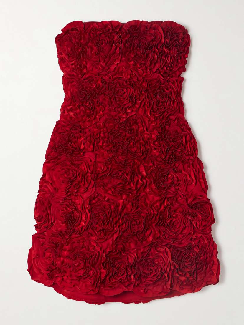 Aje Gazer Rosette Ruffled Satin Mini Dress - UK 16