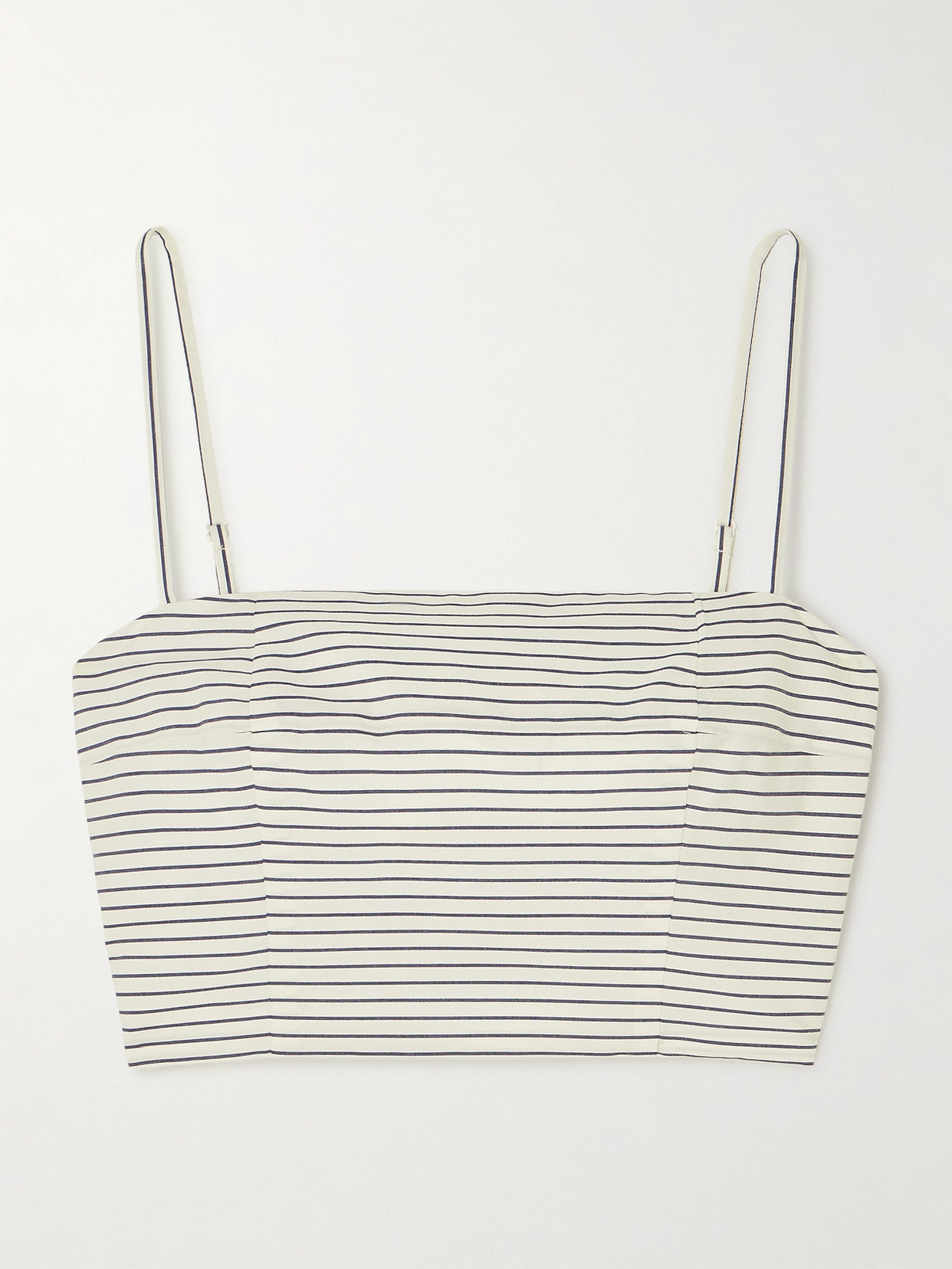 STAUD - Federico Cropped Striped Stretch-cotton Poplin Top - Ivory