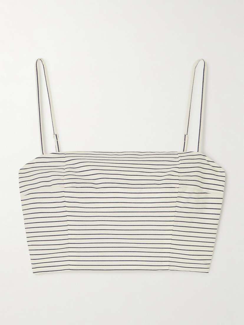 Staud Federico Cropped Striped Stretch-cotton Poplin Top