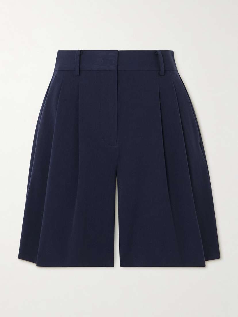 STAUD Luisa Pleated Twill Shorts