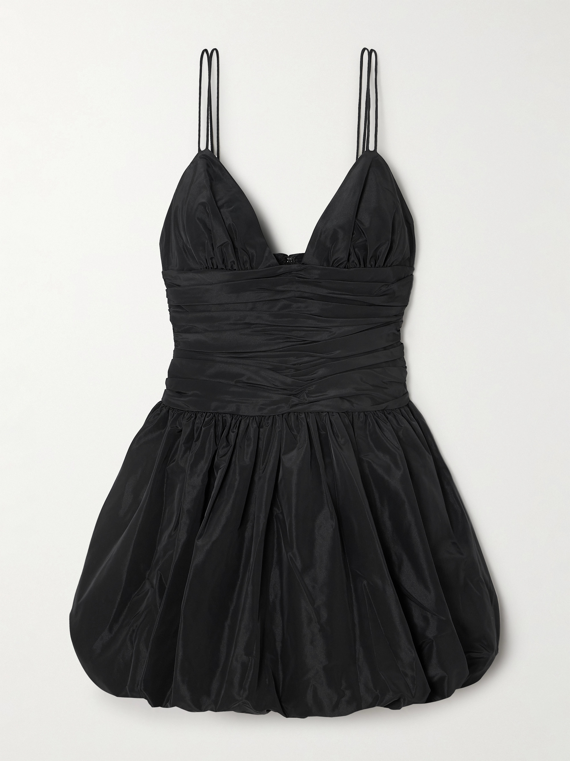Staud Loren ruched taffeta mini dress