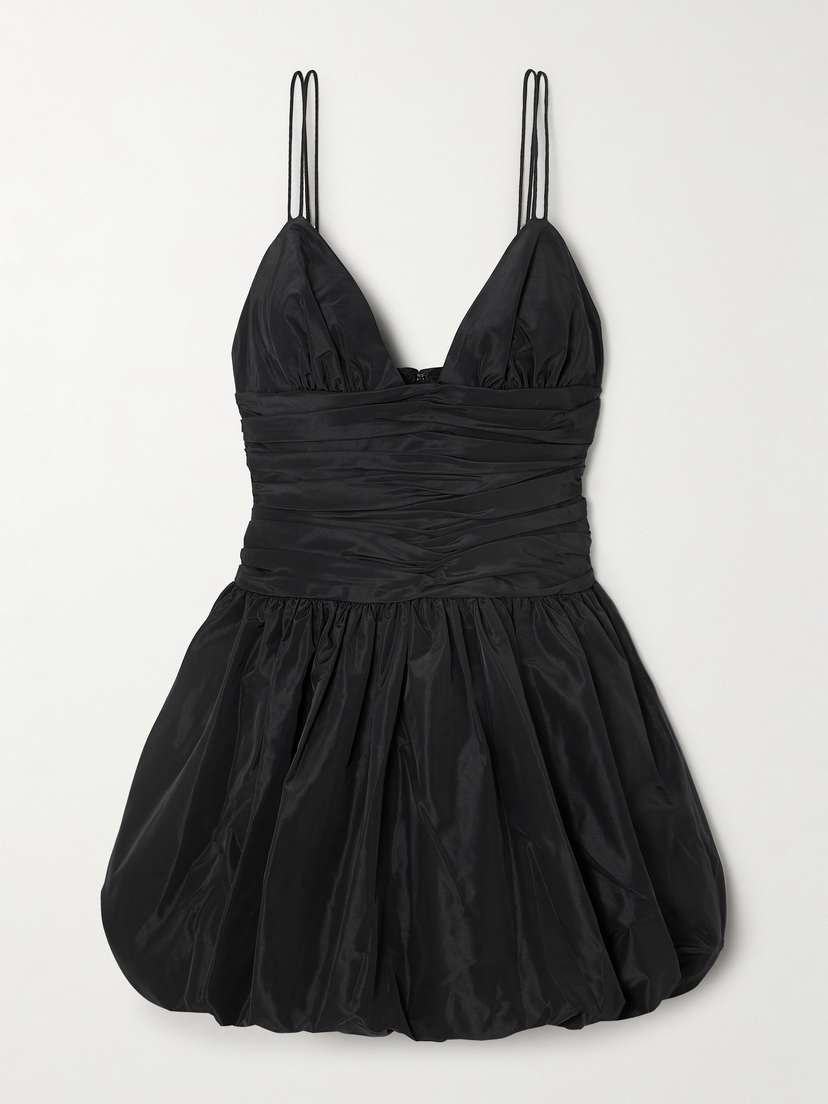 Staud Loren Ruched Taffeta Mini Dress