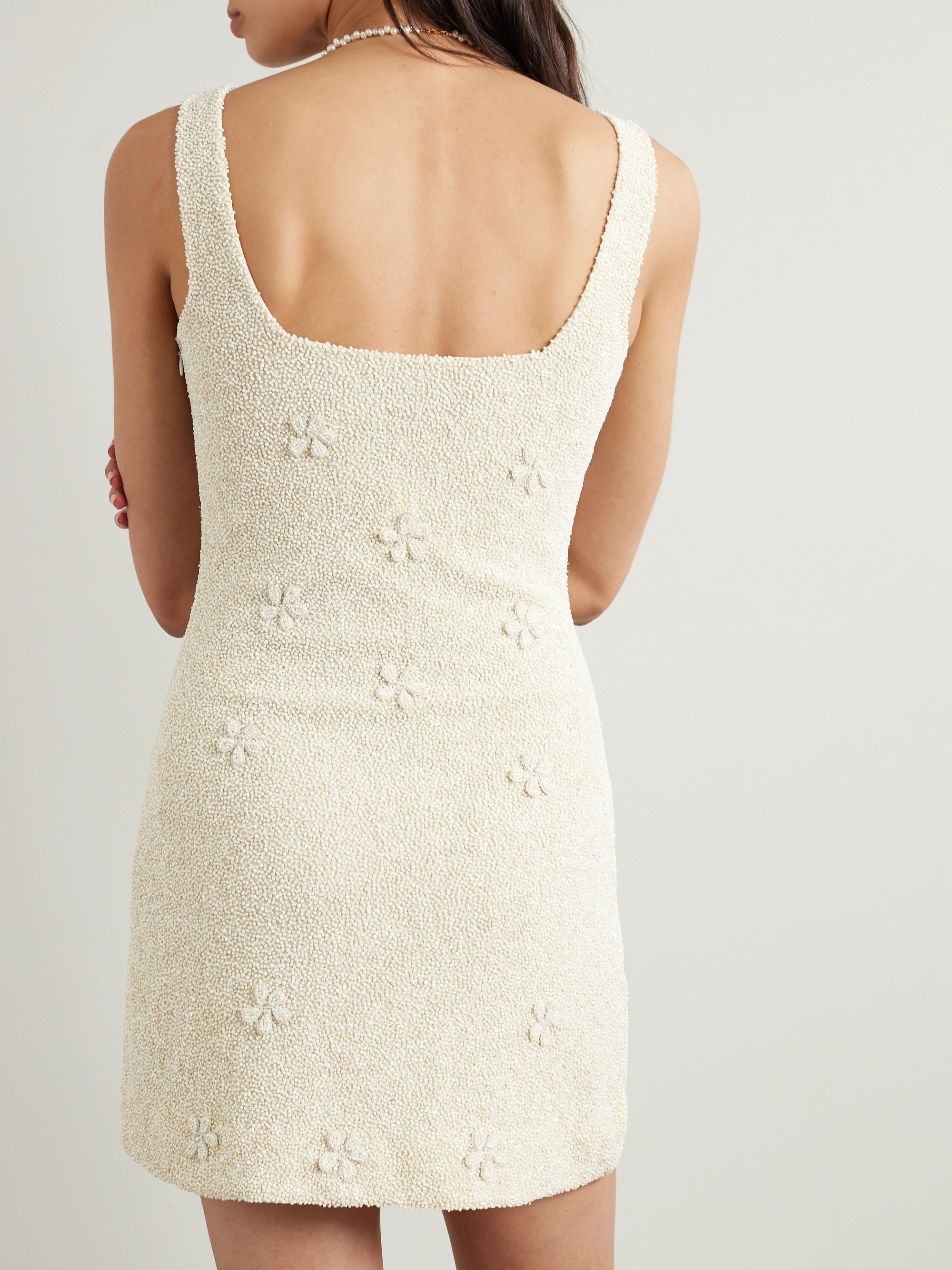 Staud Le Sable appliquéd beaded stretch-tulle mini dress thumbnail