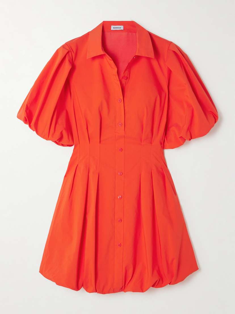 SIMKHAI Cleo Pintucked Cotton-blend Poplin Mini Dress