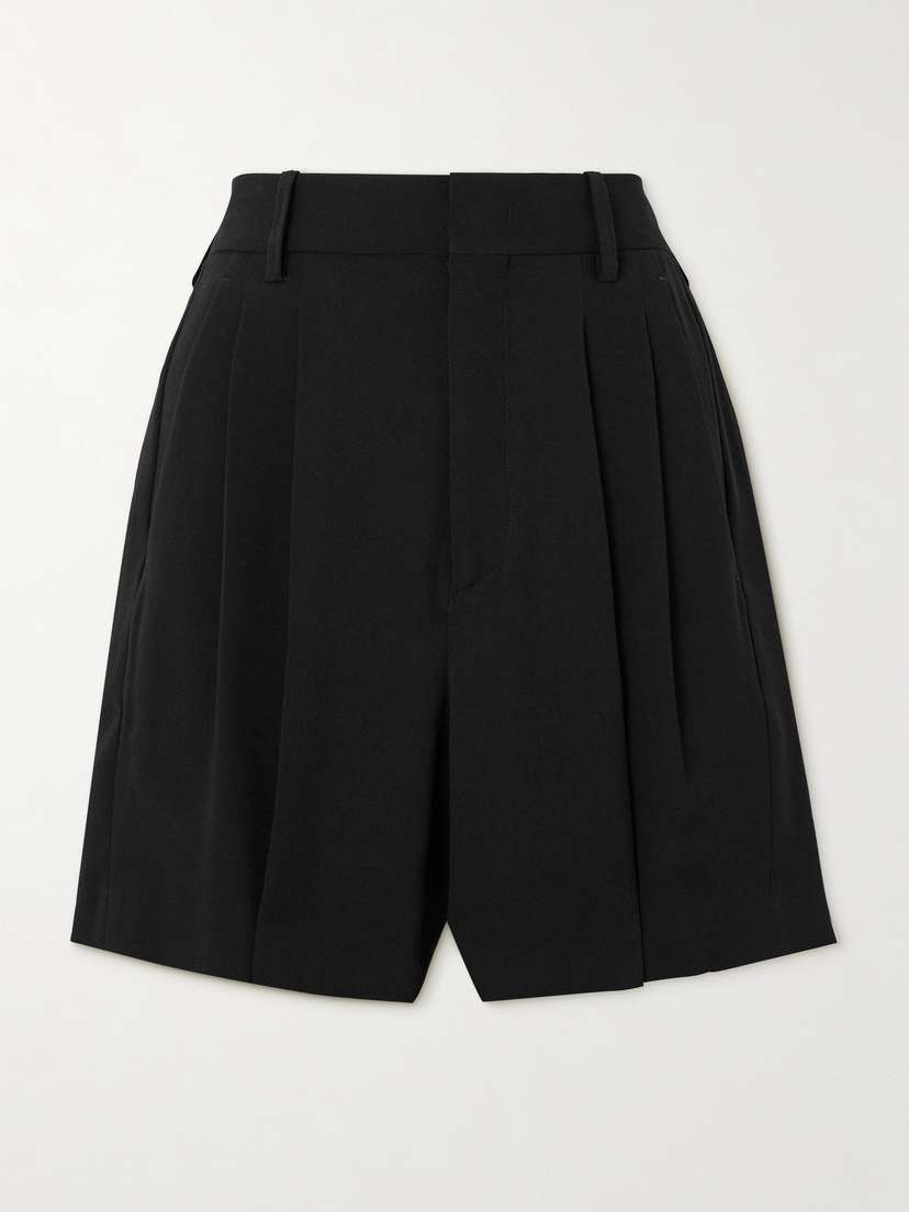 Isabel Marant Elna Pleated Crepe Shorts