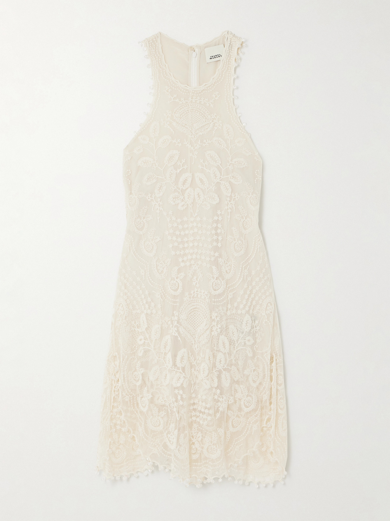 Isabel Marant Valida Embelished Embroidered Tulle Mini Dress In Ecru