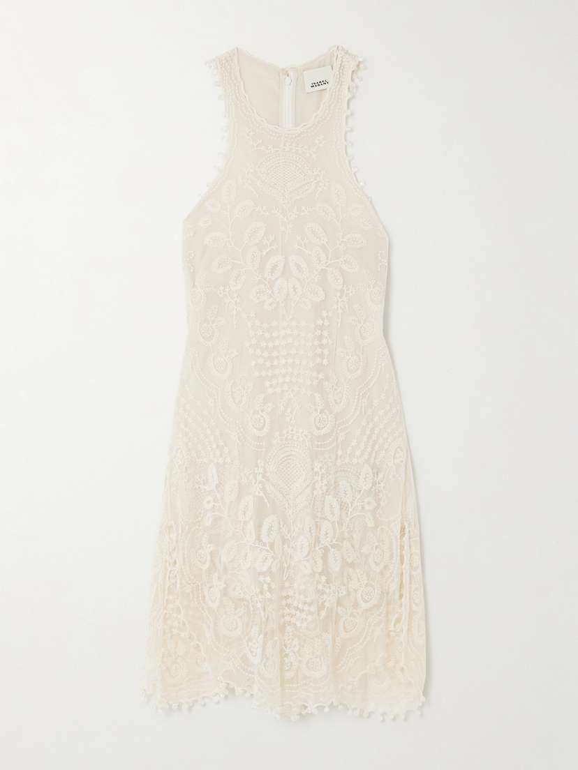 Isabel Marant Valida Embelished Embroidered Tulle Mini Dress