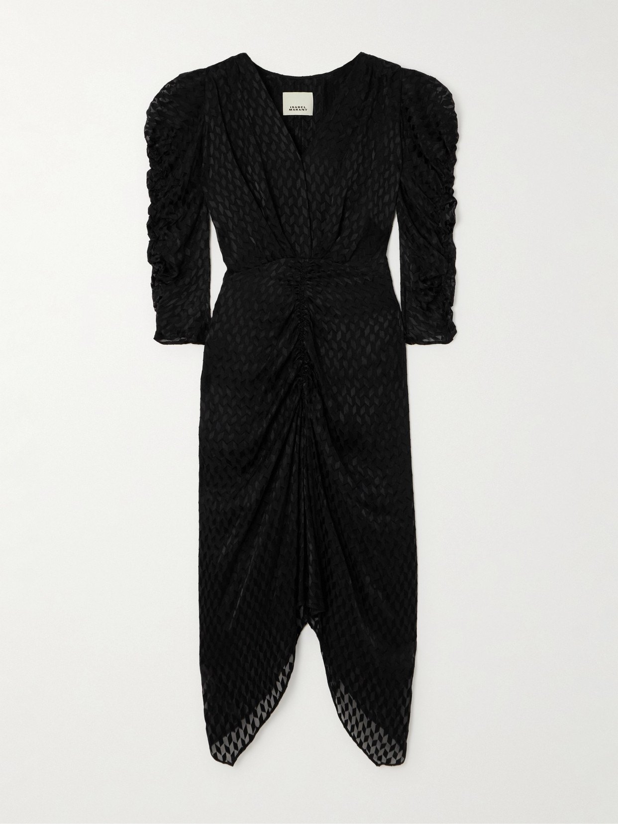 Isabel Marant Nemil Ruched Fil Coupé Midi Dress In Black