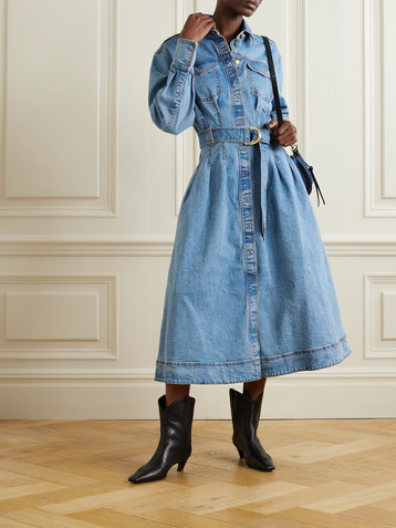 Aje Aradia belted denim midi shirt dress