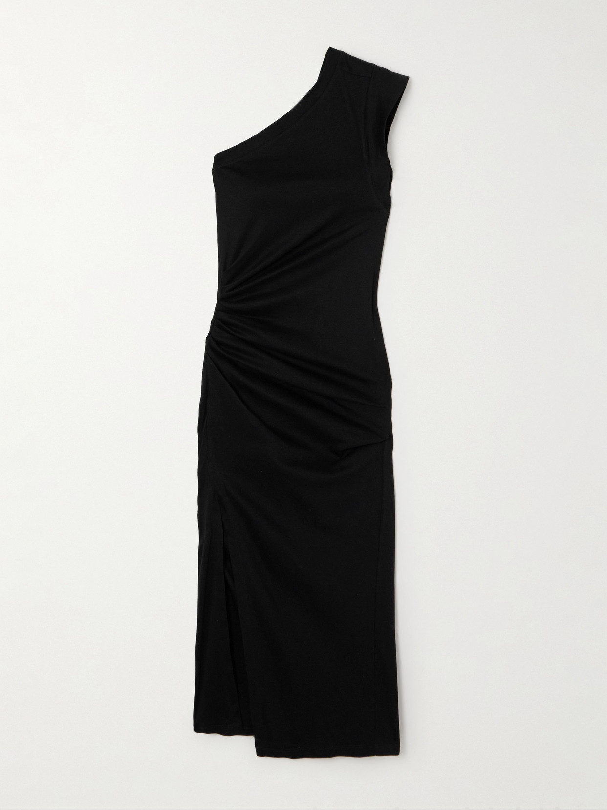 Shop Isabel Marant One-shoulder Cotton-jersey Midi Dress In Black