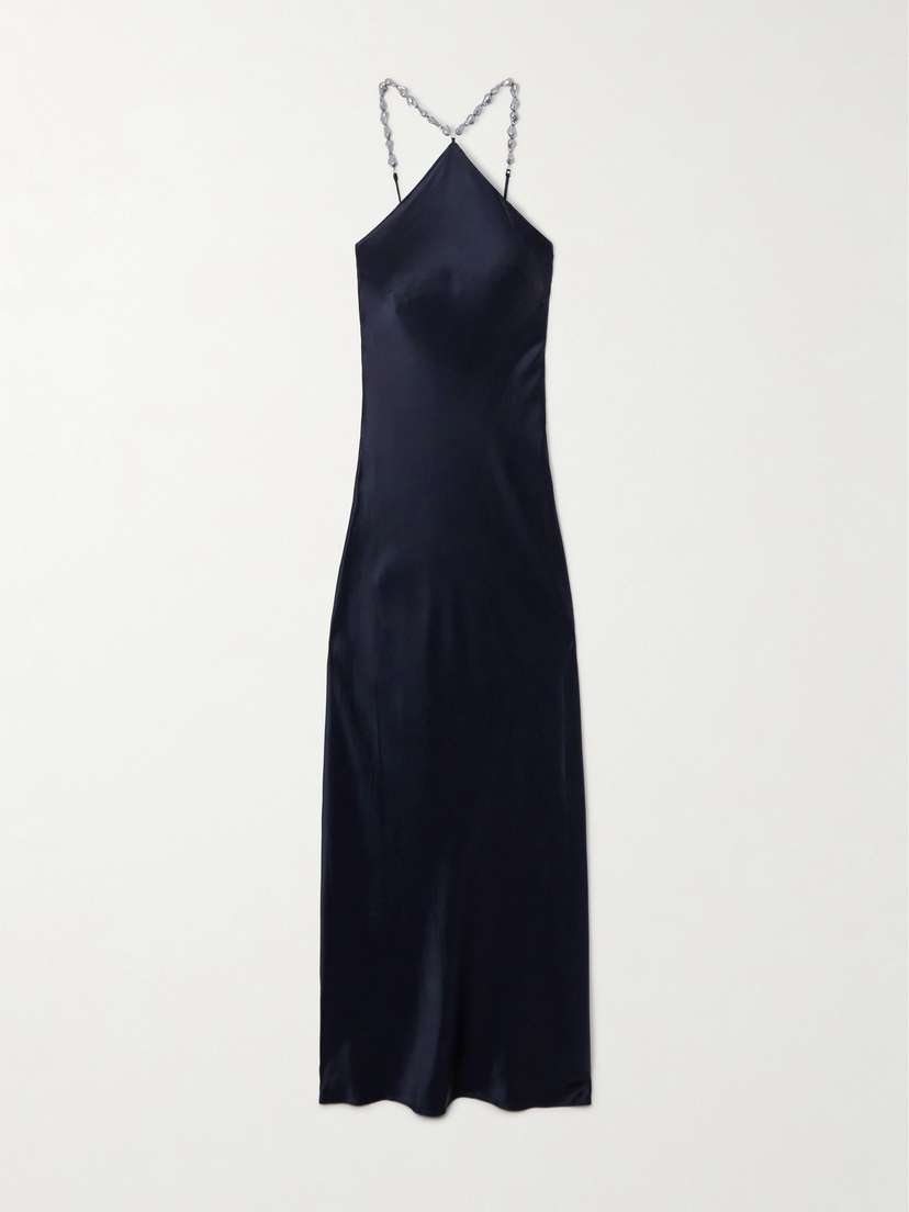 Staud Cadence Embellished Halterneck Satin Maxi Dress - US0