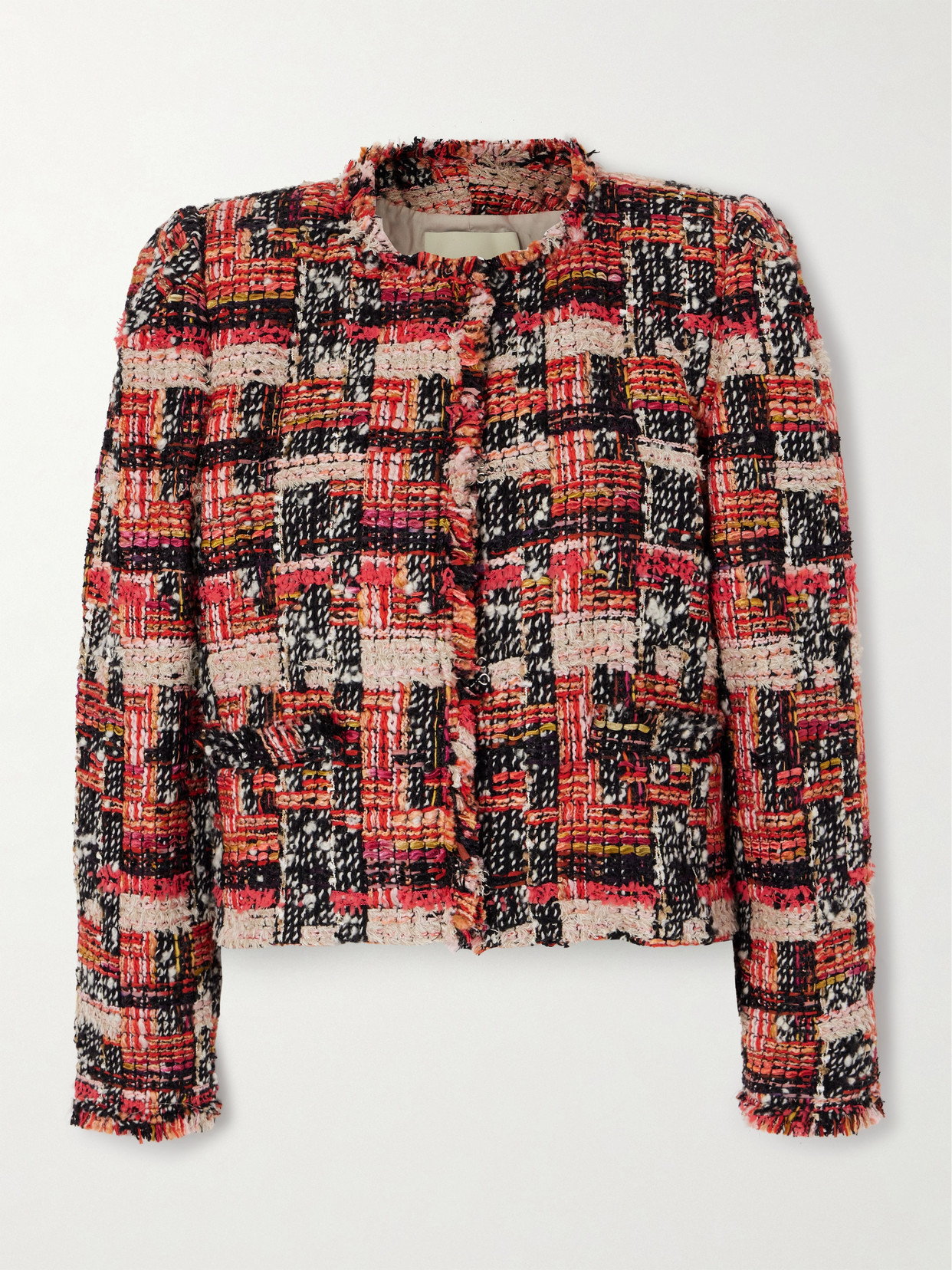 Isabel Marant Zingya Fringed Bouclé-tweed Jacket In Pink