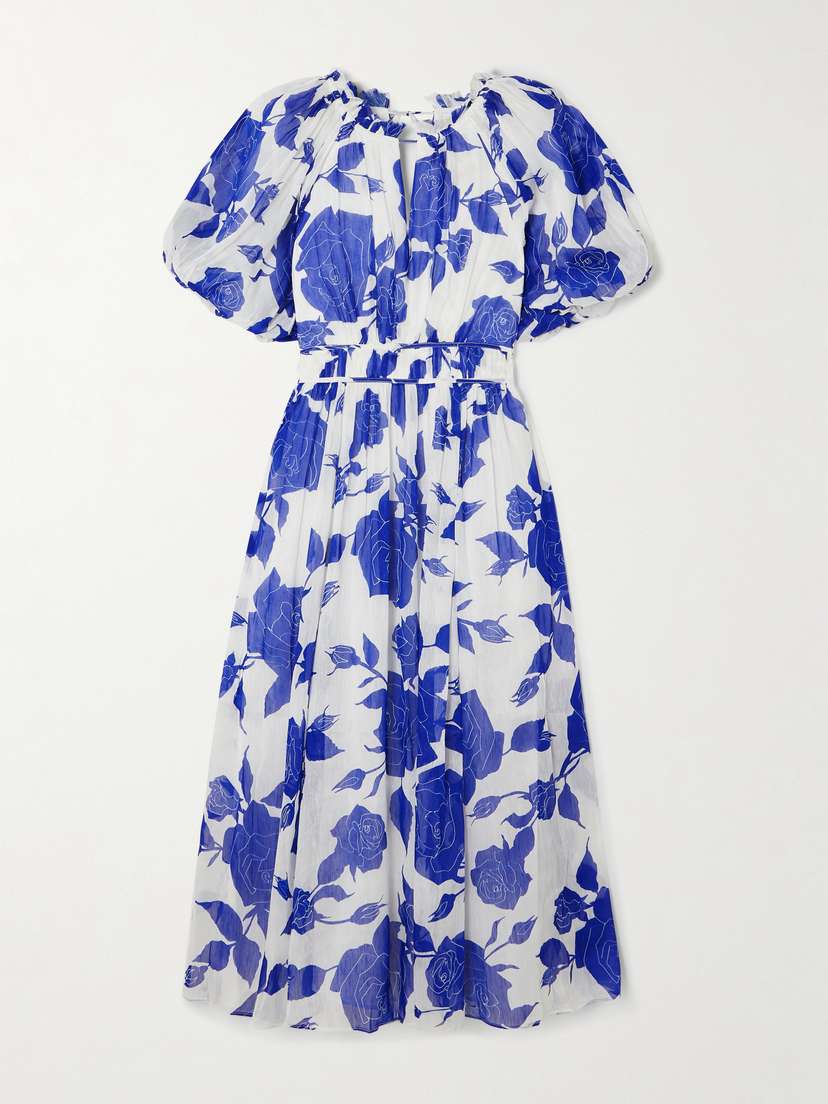 Aje Elysium Floral-print Linen And Silk-blend Crepon Midi Dress - - UK 16