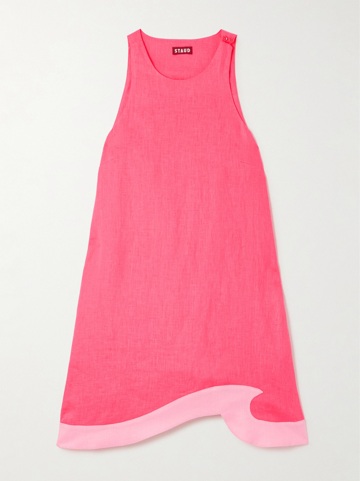 Shop Staud Allori Linen Mini Dress In Pink