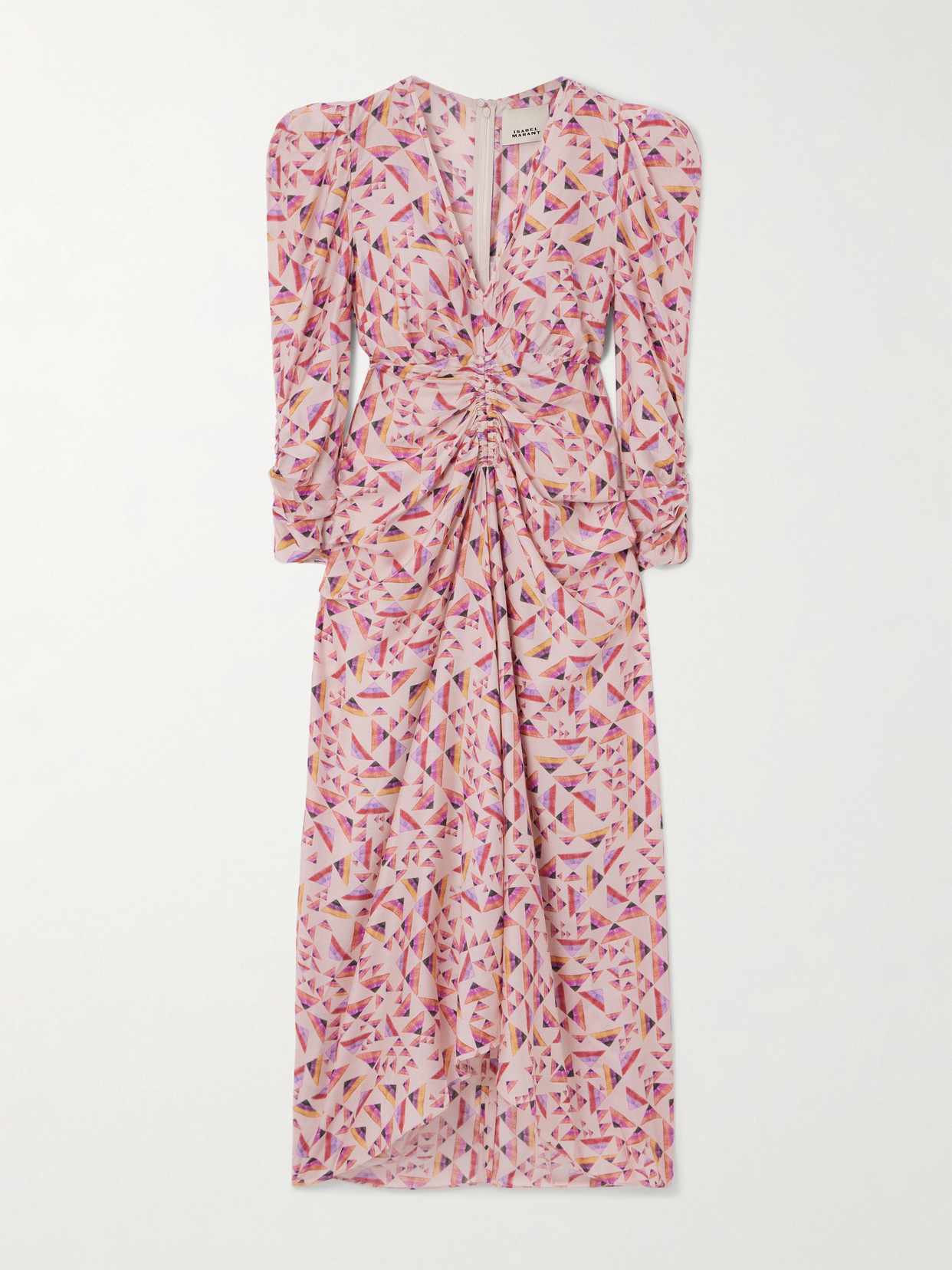 Isabel Marant Albini Gathered Printed Voile Midi Dress In Multi