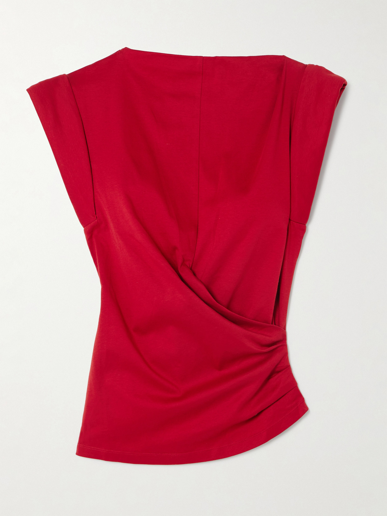 Shop Isabel Marant Maisan Draped Cotton-jersey Top In Red