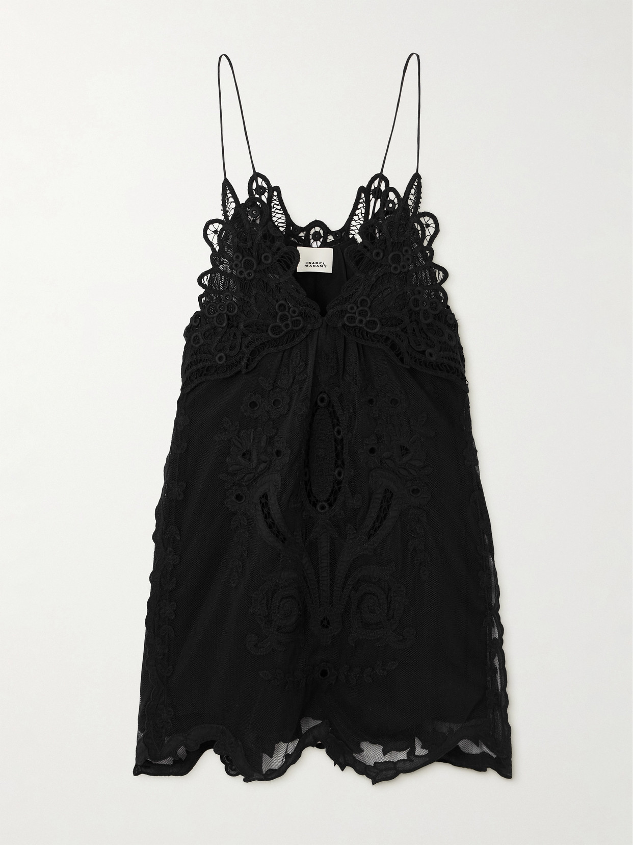 Shop Isabel Marant Virginia Lace-appliquéd Embroidered Tulle Mini Dress In Black