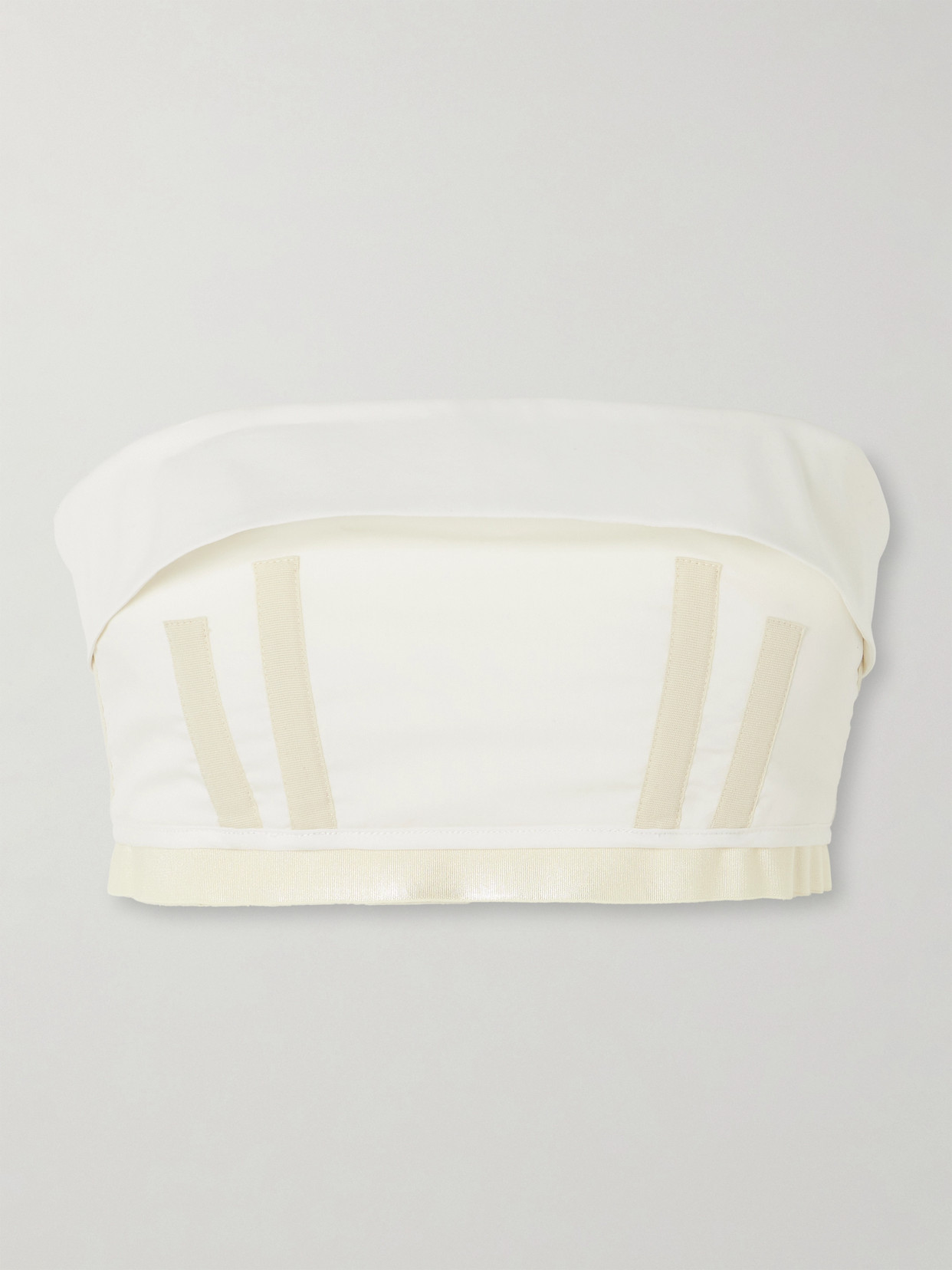 Molly Goddard Tegen Strapless Cropped Grosgrain-trimmed Cotton Top In White