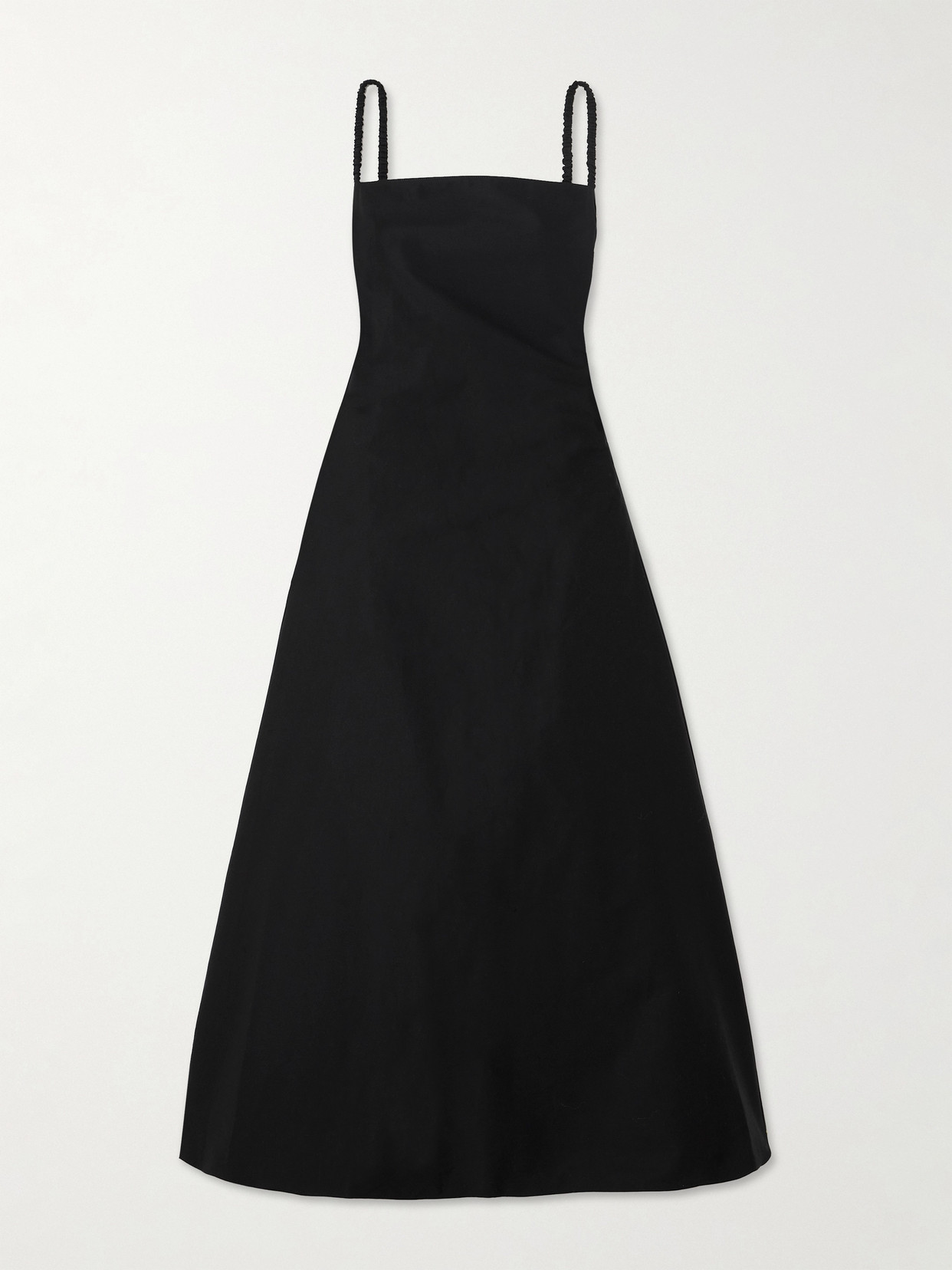 Shop Molly Goddard Raya Open-back Ruffled Cotton-twill Midi Dress In Black