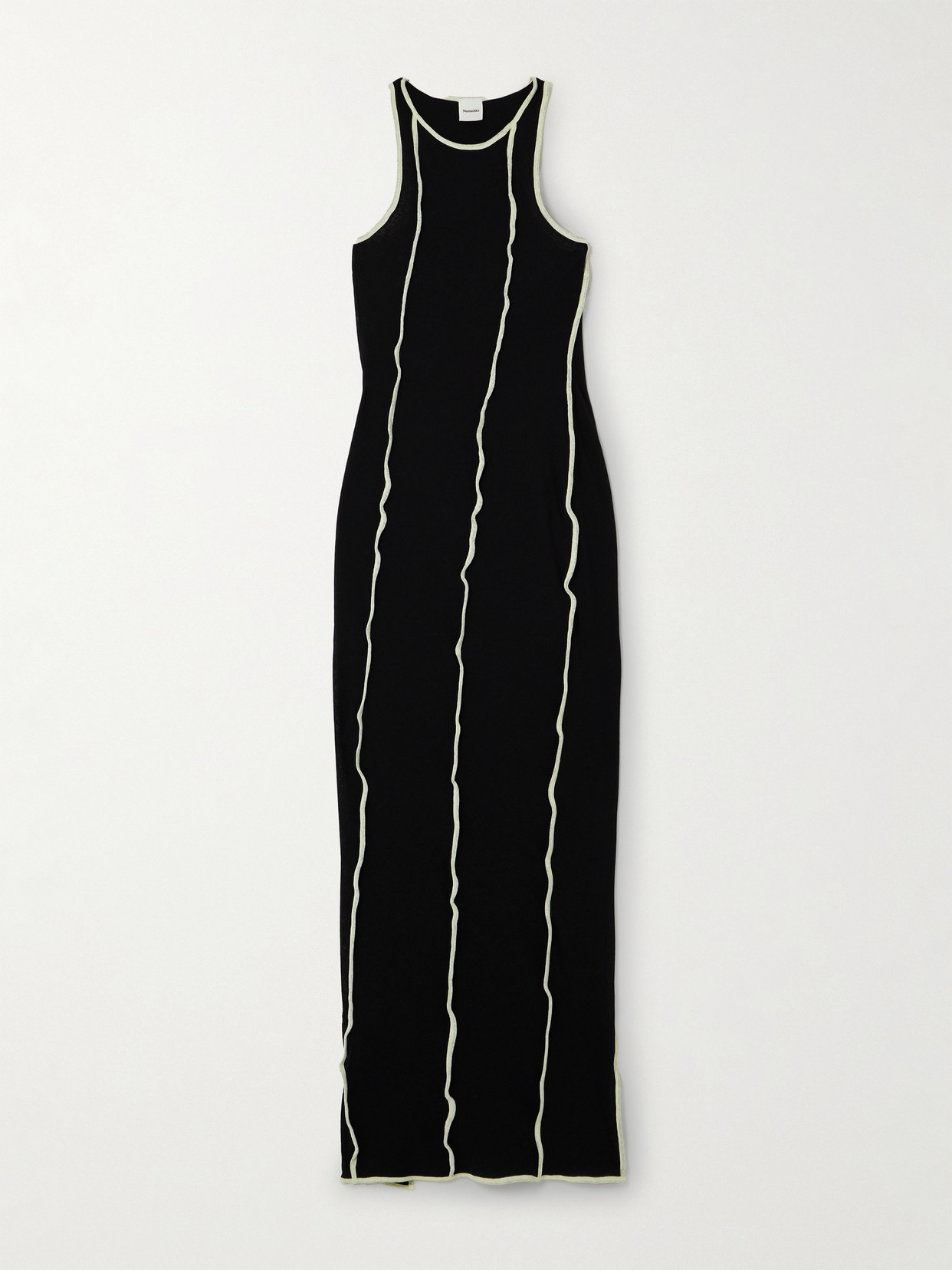 Shop Nanushka Wanda Striped Recycled-jersey Maxi Dress In Black