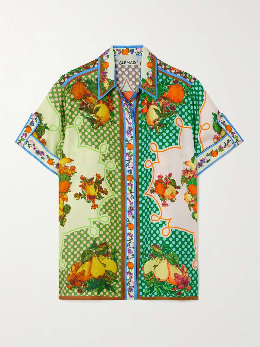 ALEMAIS Lemonis Printed Silk-twill Shirt - UK 16