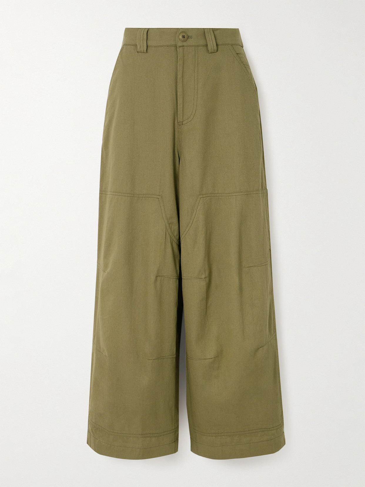 Sea Karina Cotton-twill Straight-leg Pants In Green