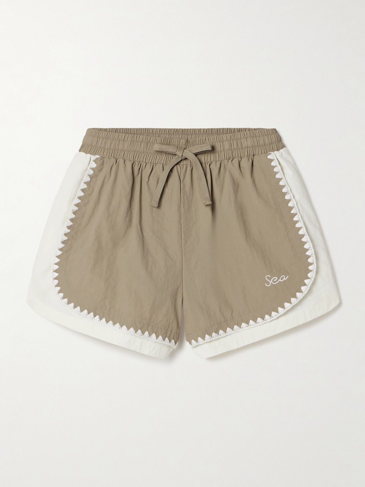 Sea - Asta Crochet-trimmed Crinkled-shell Shorts - Neutrals