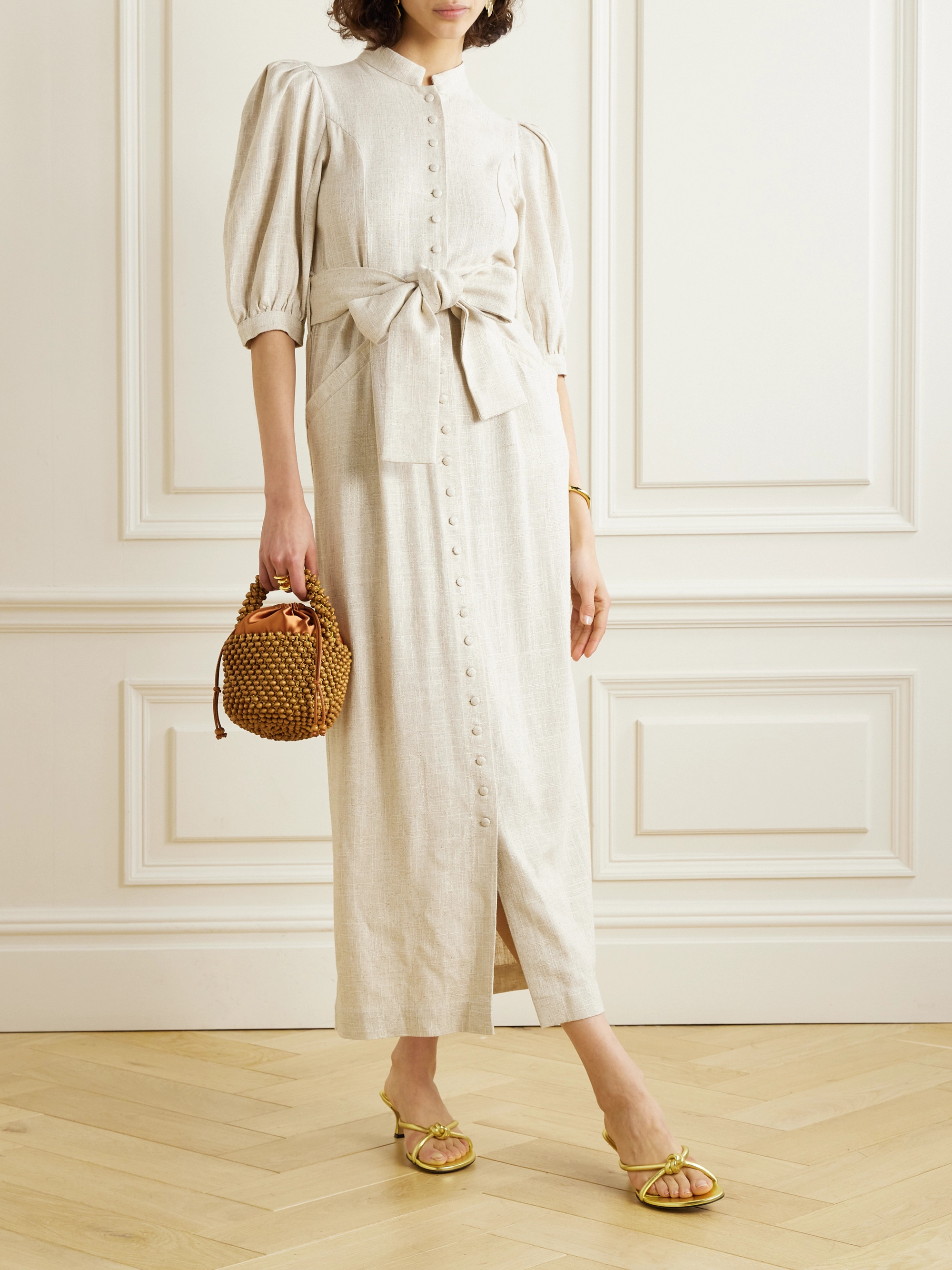 Destree Amoako belted woven midi dress