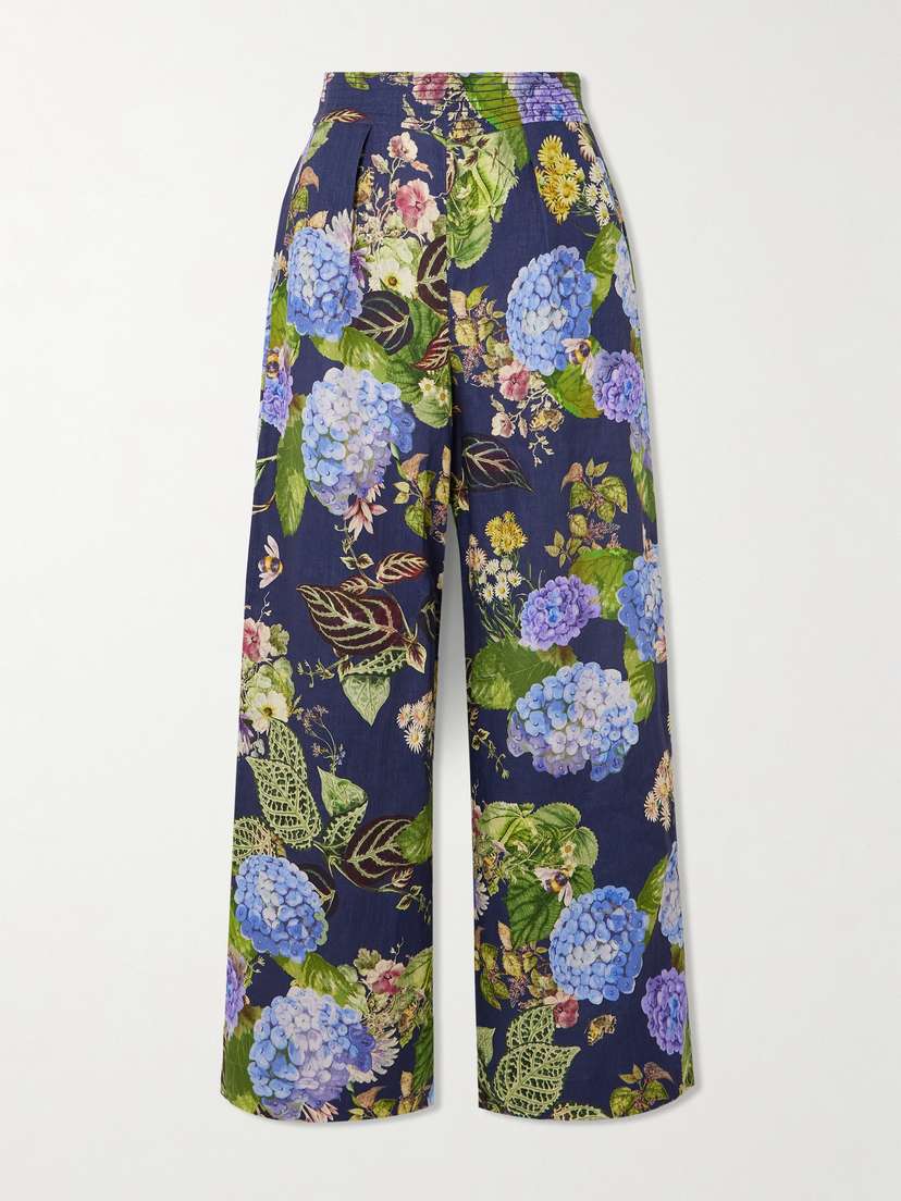Cara Cara Josephine Floral-print Linen Wide-leg Pants