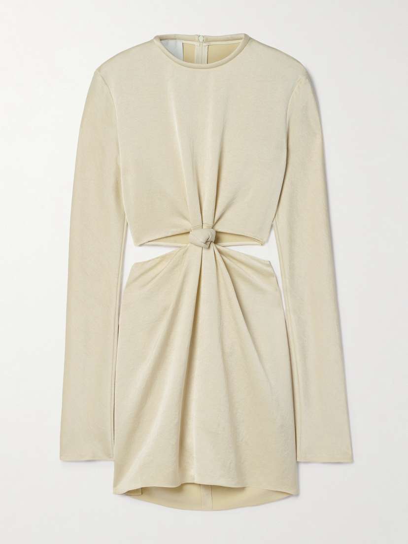 Nanushka Tazia Cutout Faux Leather-trimmed Hammered-satin Mini Dress