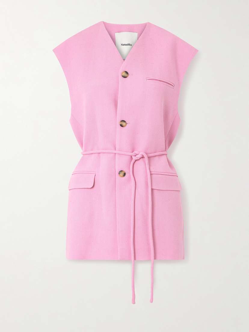 Nanushka Miriam Belted Tweed Vest