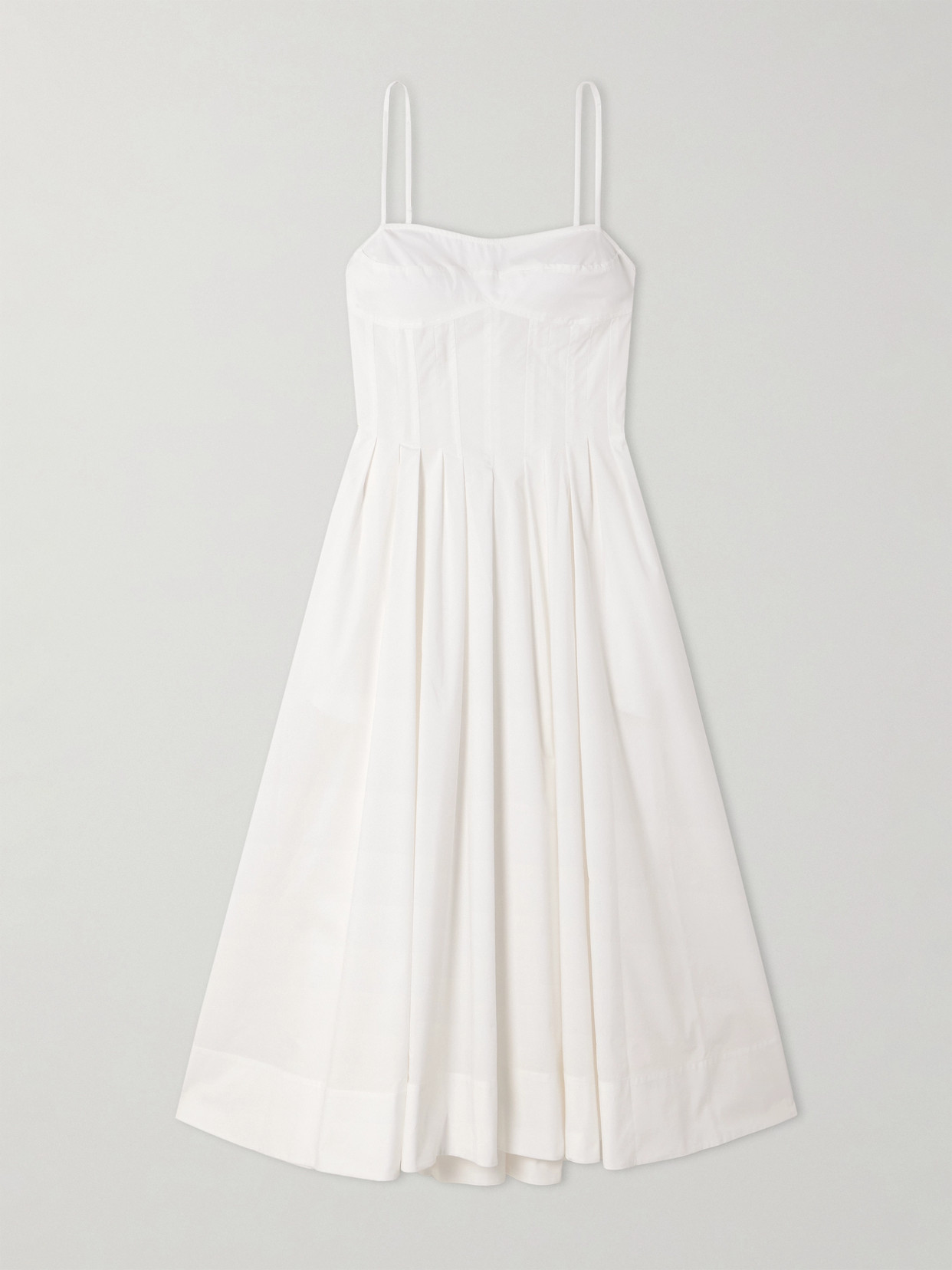 SIMKHAI - Kittiya Pleated Cotton-blend Poplin Midi Dress - White