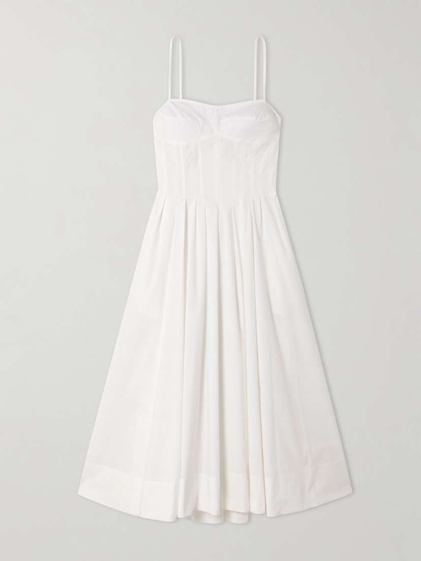 Simkhai Kittiya Pleated Cotton-blend Poplin Midi Dress