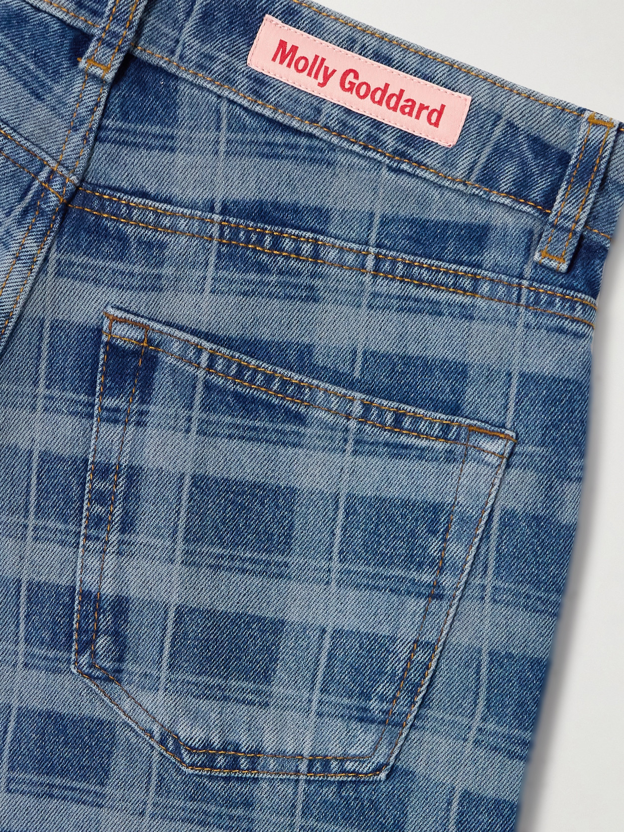 Leo Cropped Checked High-Rise Straight-Leg Jeans