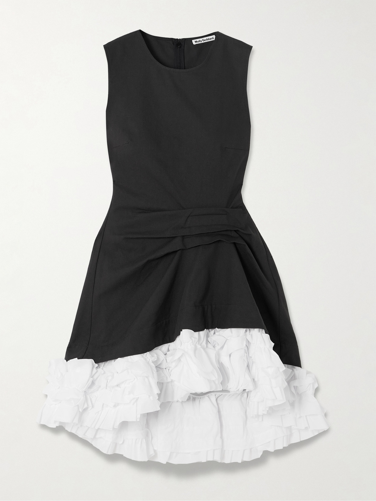 Shop Molly Goddard Alma Gathered Ruffled Cotton-twill Mini Dress In Black