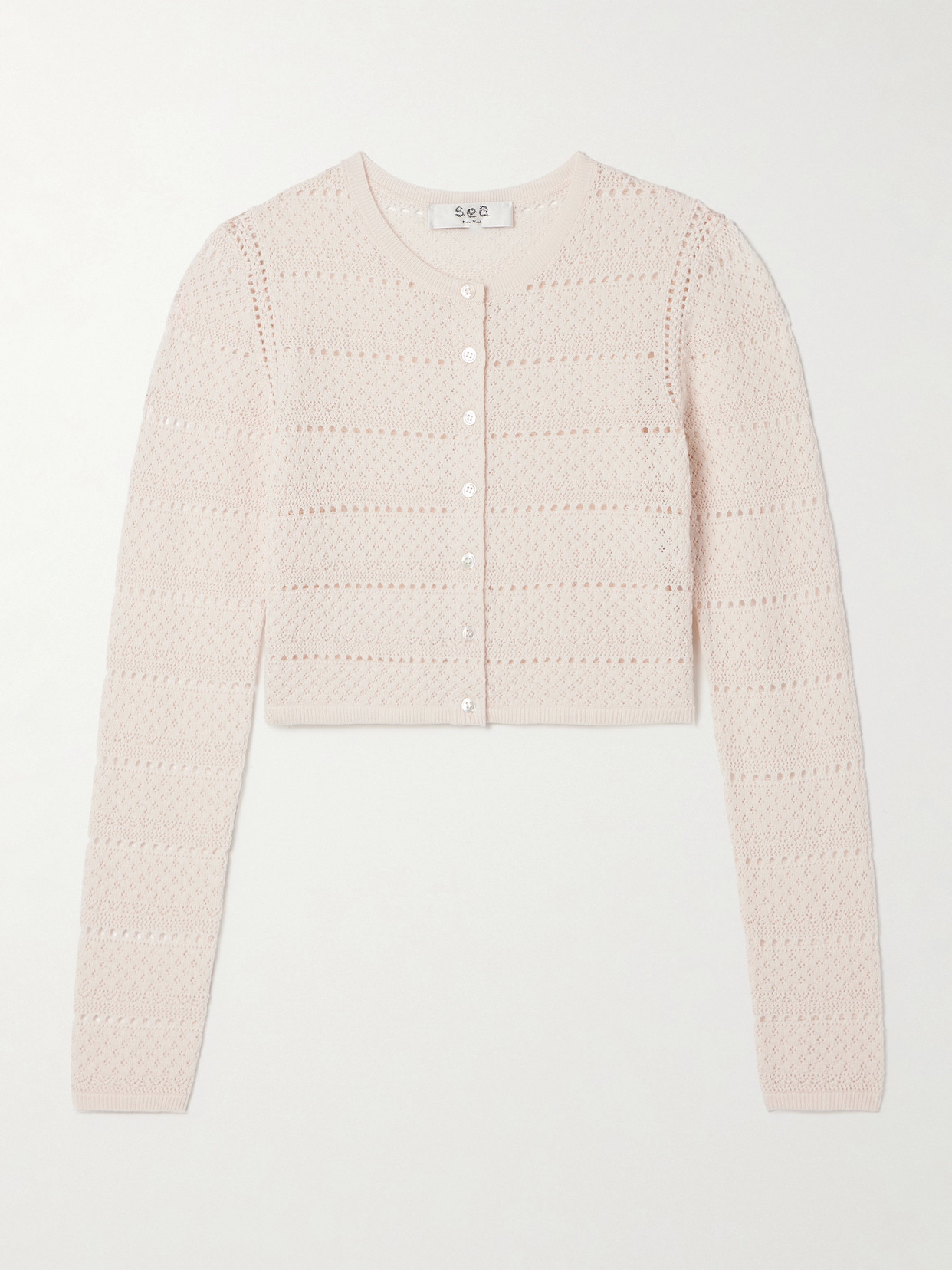 Sea - Syble Cropped Pointelle-knit Merino Wool Cardigan - Cream