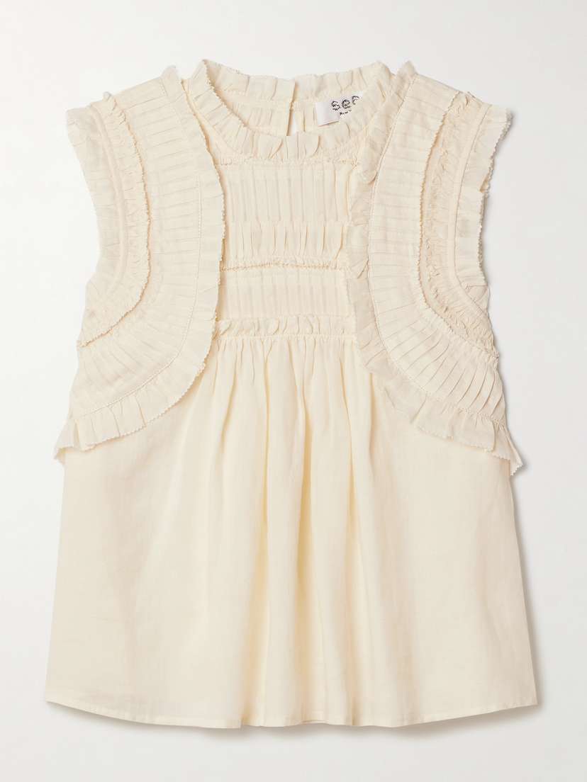Sea Cole Ruffled Pleated Ramie Top - x large
