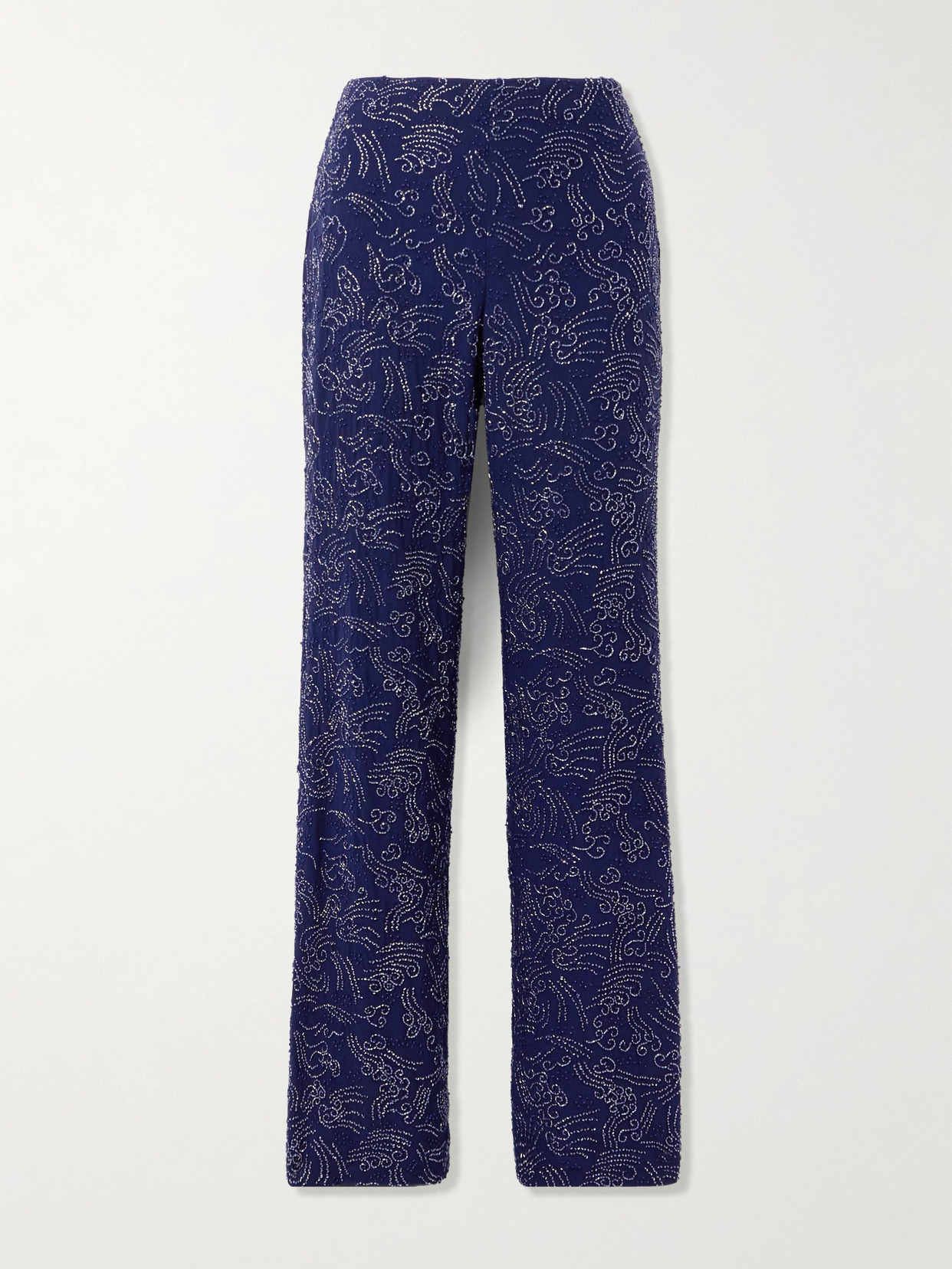 STAUD - Avola Bead-embellished Tulle Wide-leg Pants - Blue