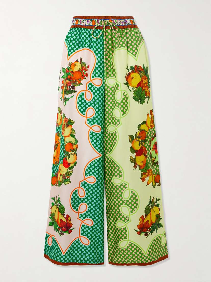 ALEMAIS Lemonis Printed Silk-twill Wide-leg Pants -  - UK 16