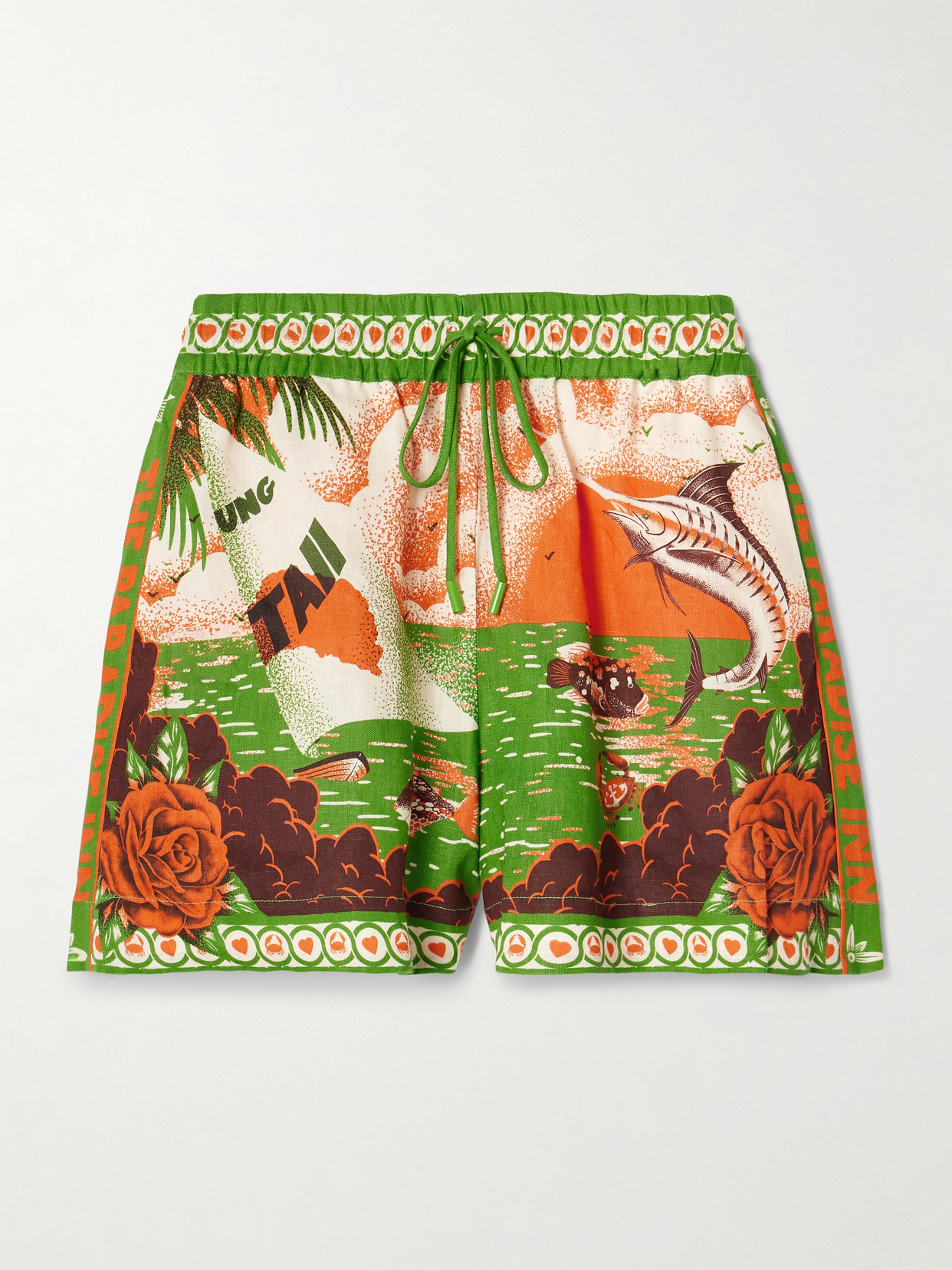 Shop Alemais + Alan Berry Rhys Bungalow Printed Linen Shorts In Multi