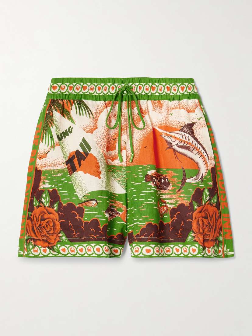 ALEMAIS + Alan Berry Rhys Bungalow Printed Linen Shorts - UK 16