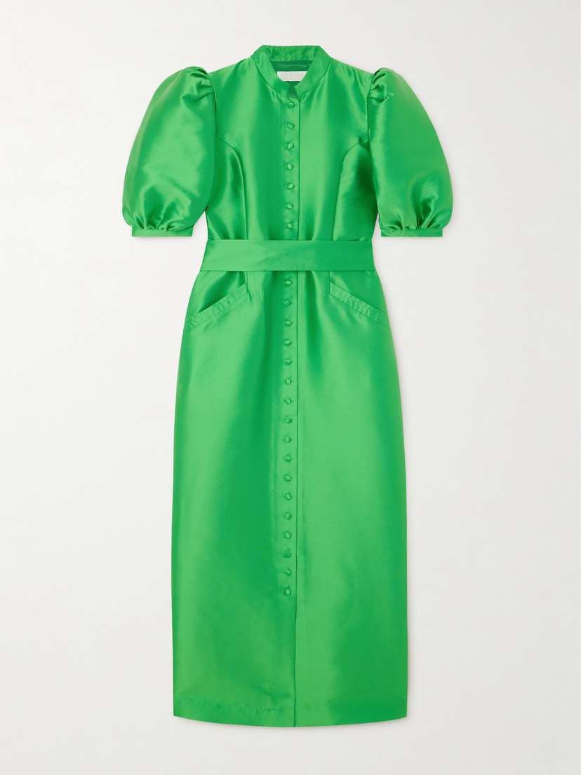 DESTREE Amoako Belted Faille Midi Dress