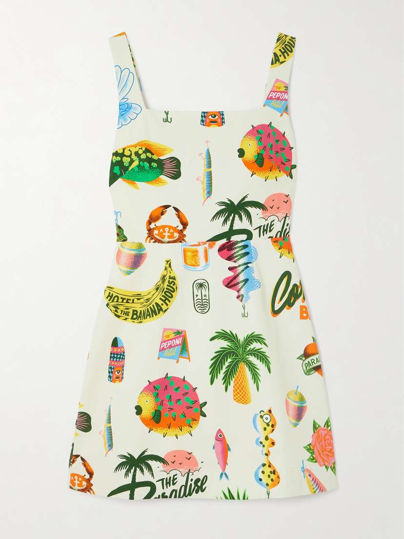 ALEMAIS + Alan Berry Rhys Samaki Printed Organic Cotton-twill Mini Dress -  - UK 14