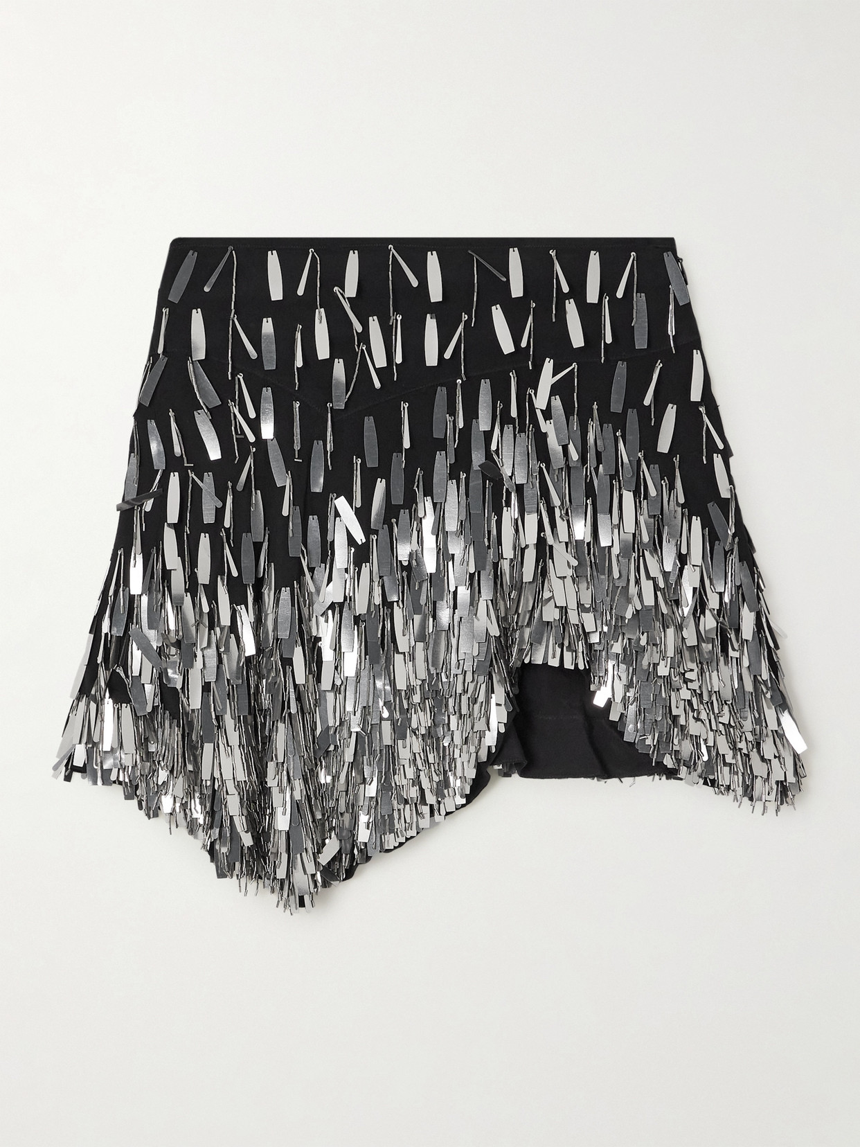 Isabel Marant Daina Asymmetric Embellished Silk-georgette Mini Skirt In Black