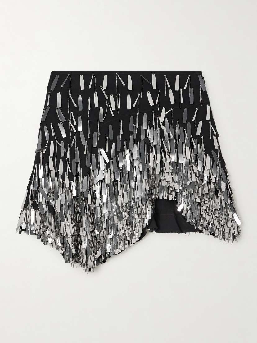 Isabel Marant Daina Asymmetric Embellished Silk-georgette Mini Skirt