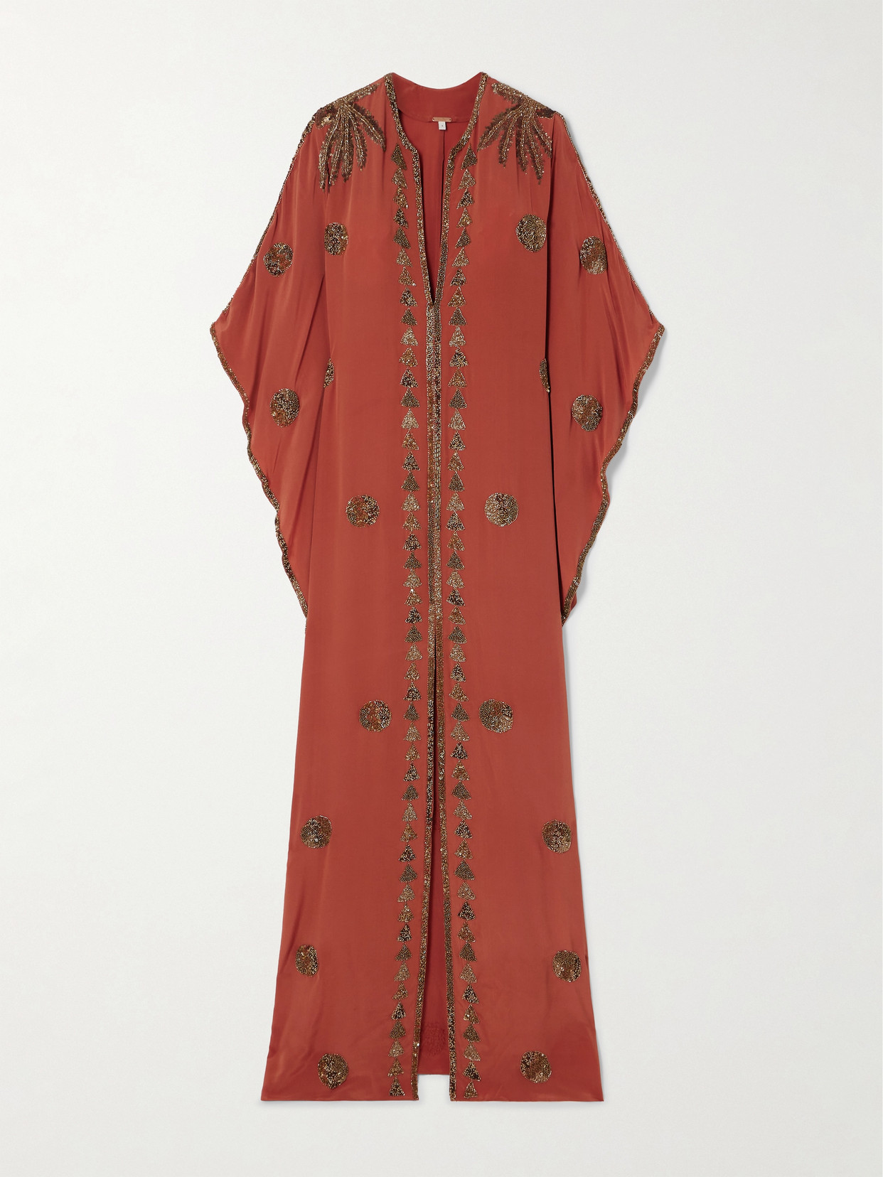 Johanna Ortiz Mystical Gaucho Embellished Embroidered Silk-blend Maxi Dress In Red