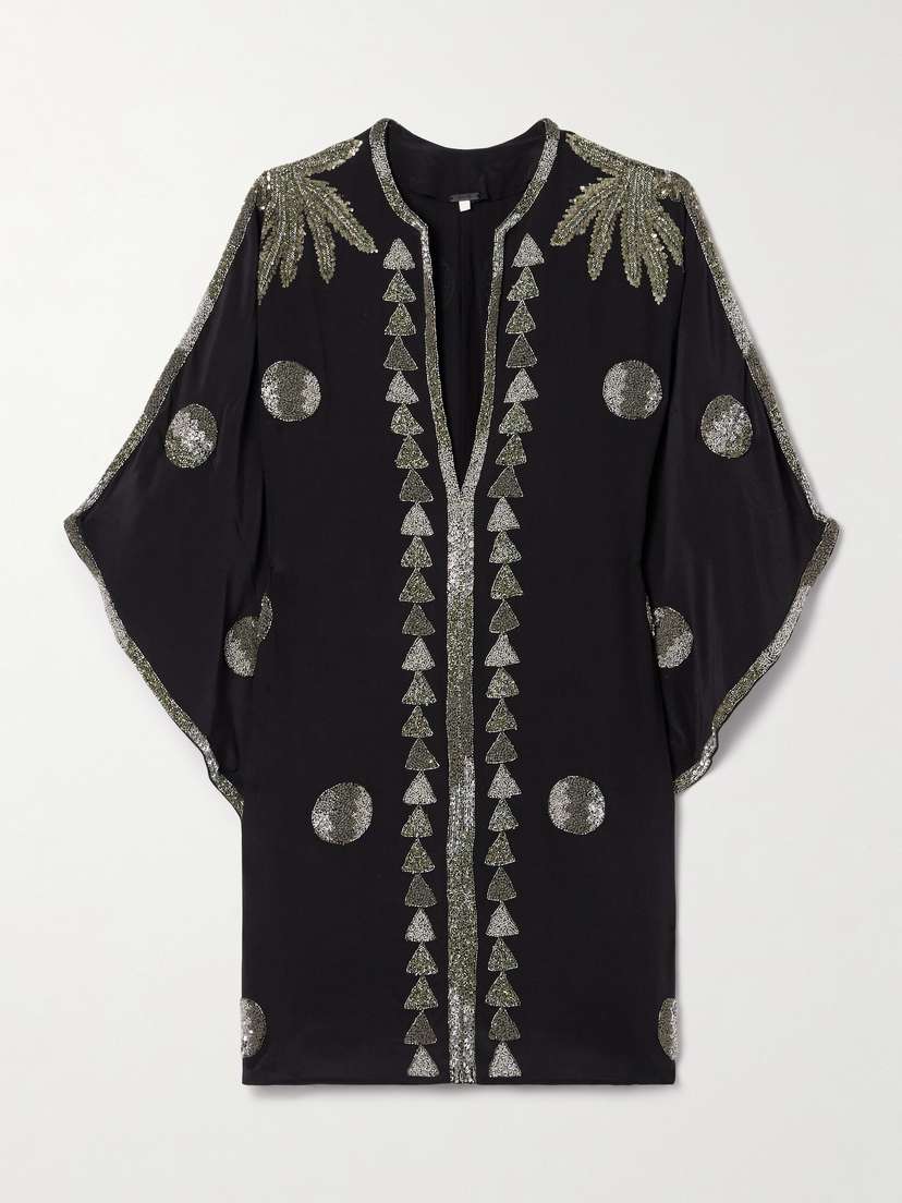 Johanna Ortiz Westbound Embellished Silk-blend Crepe Mini Dress
