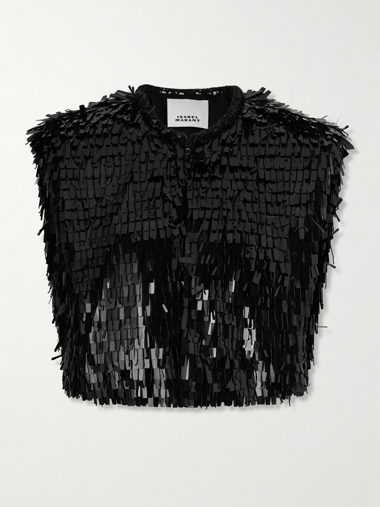 Isabel Marant Amelina Sequined Cotton-twill Vest In Black